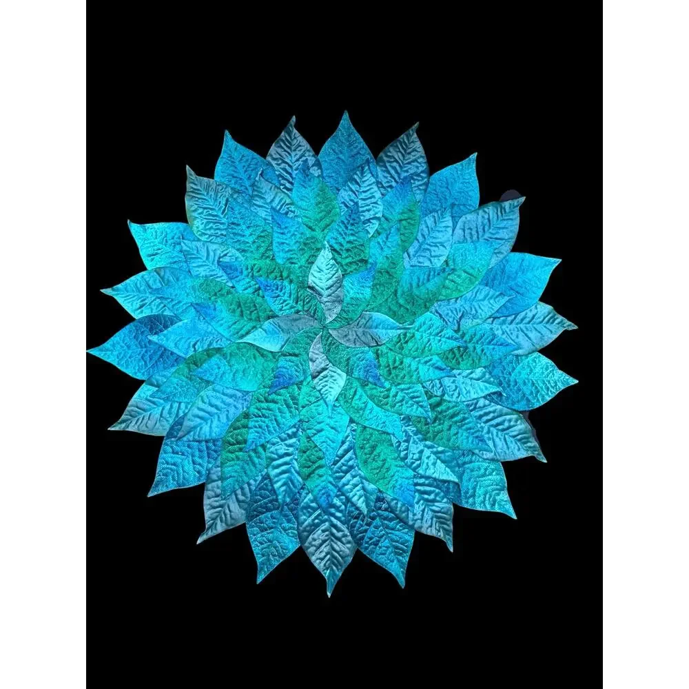 Pier 1 Set of 4 Layered Placemat Accents in Peacock Colors Blue Teal Green Boho